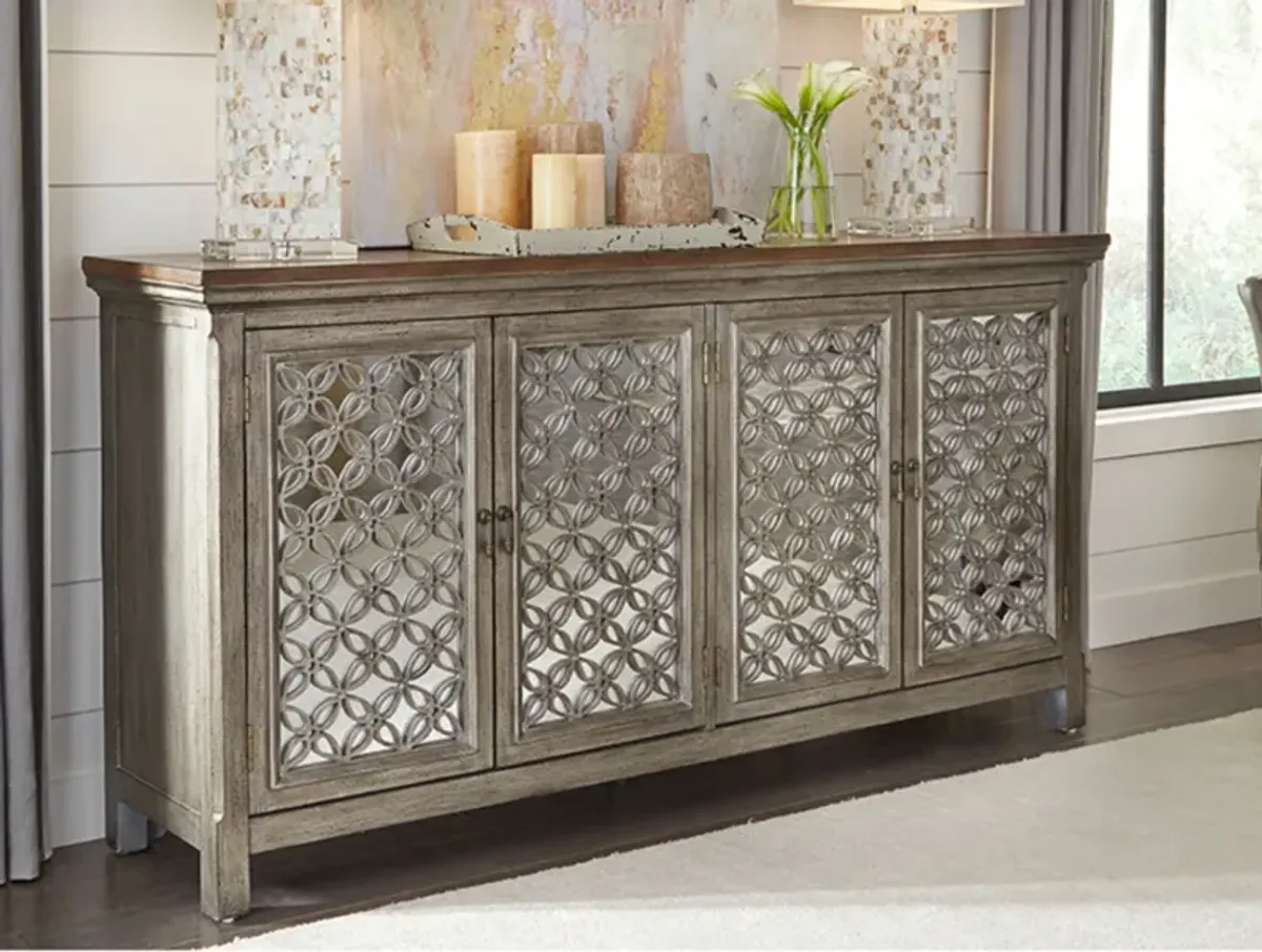 Eclectic Collection Grey 4 Door Cabinet