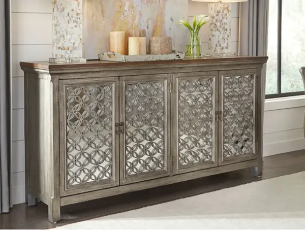Eclectic Collection Grey 4 Door Cabinet