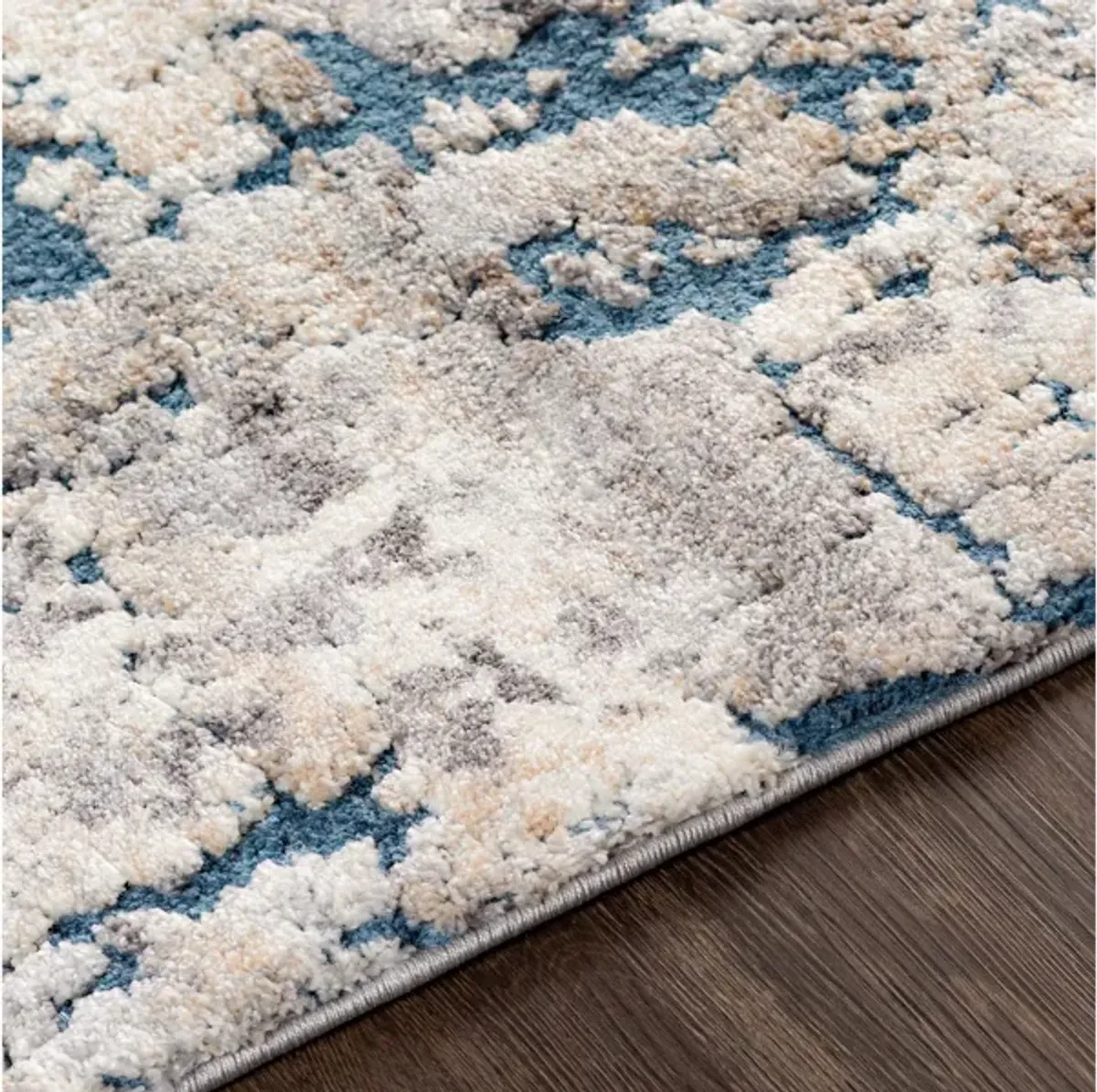 Tuscany Tan/Grey/Blue Area Rug 5'3"W x 7'3"L