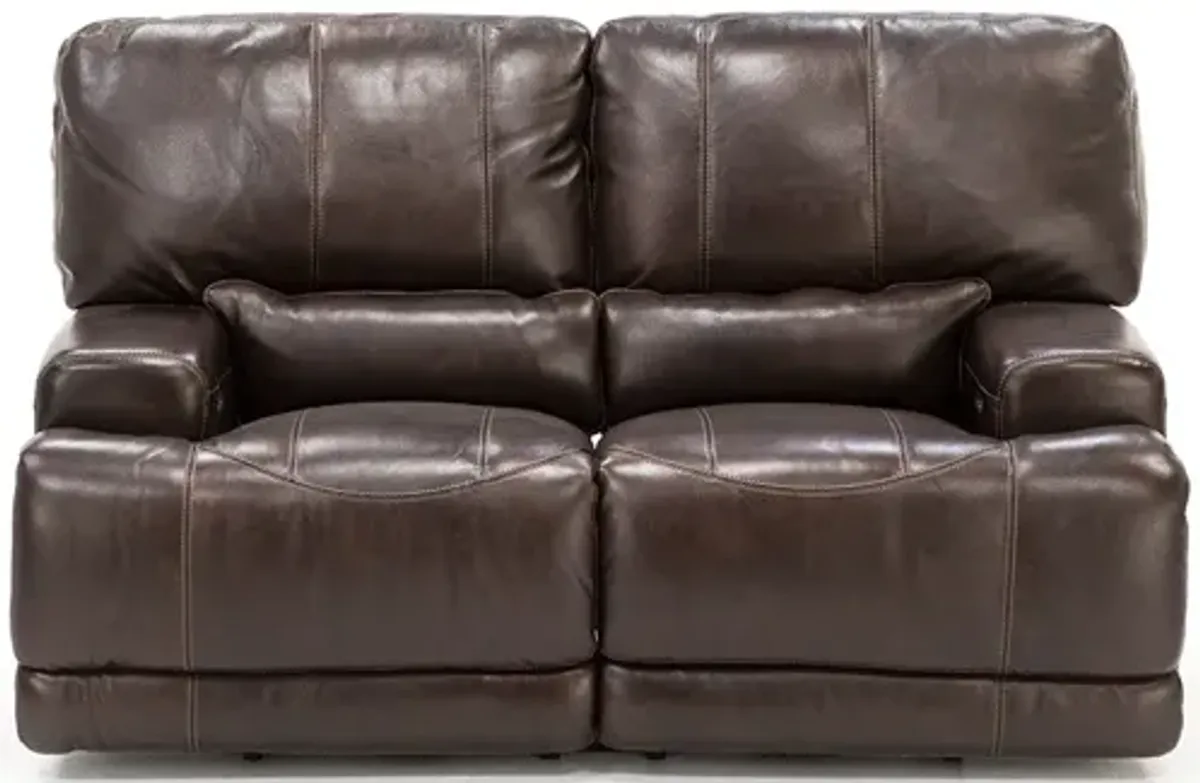 Placier 3-Pc. Leather Power Headrest Reclining Sectional w/Sofa and Loveseat in Coffee