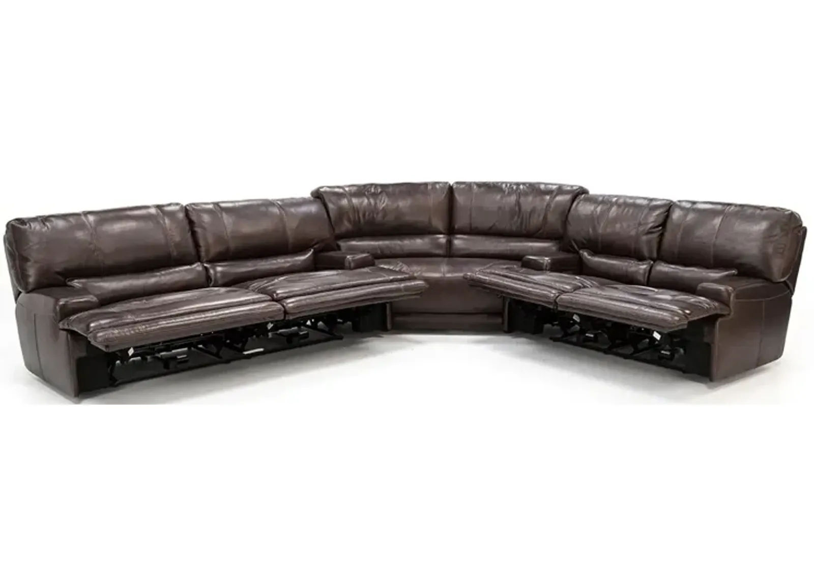 Placier 3-Pc. Leather Power Headrest Reclining Sectional w/Sofa and Loveseat in Coffee