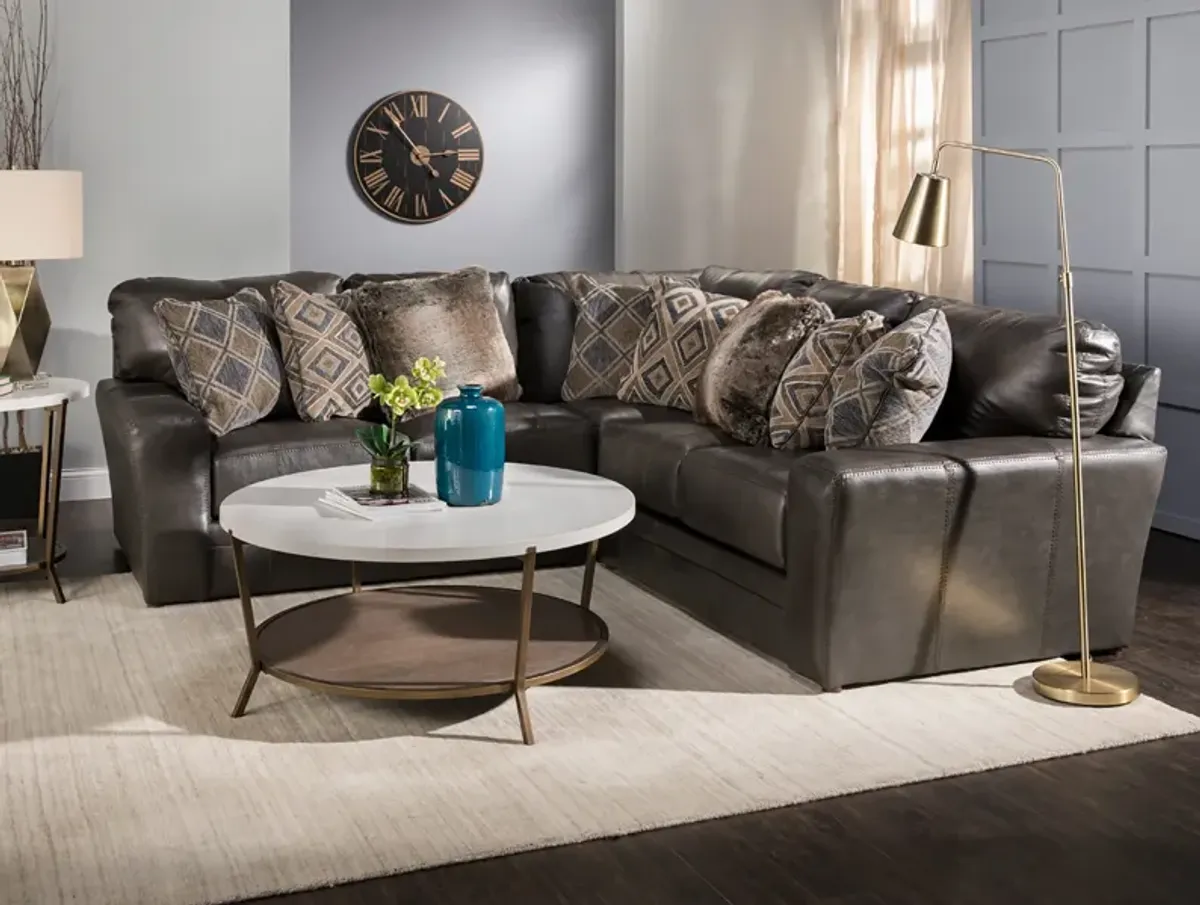 Camden 2-Pc. Leather Sectional in Steel