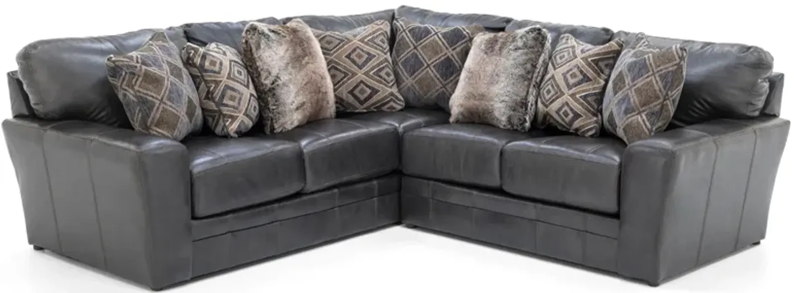 Camden 2-Pc. Leather Sectional in Steel