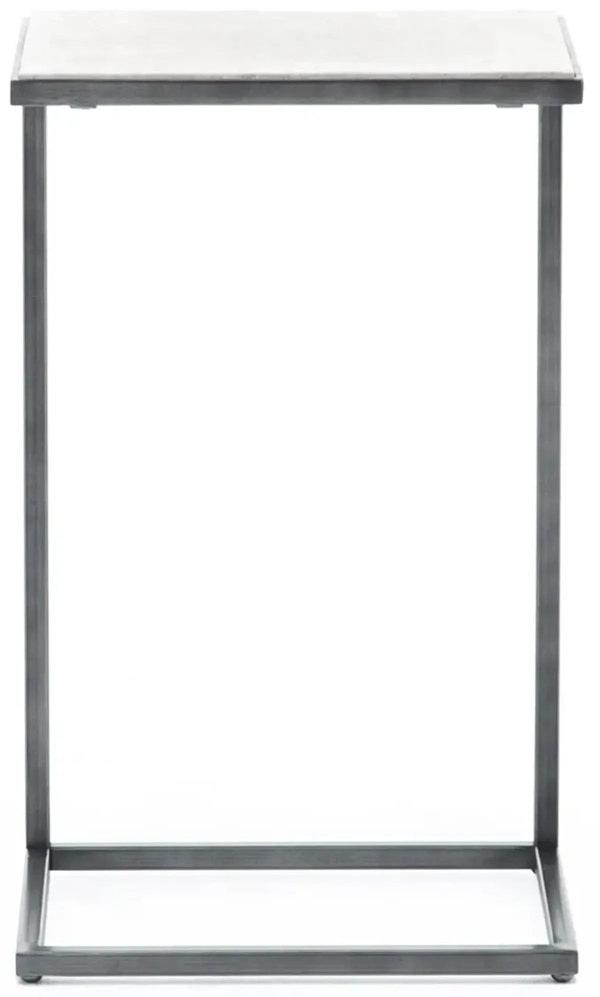 Modern Basics C-Shaped End Table In Natural Travertine Bronze