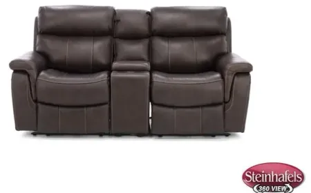 Shane Leather 3-Pc. Power Headrest Reclining Console Loveseat