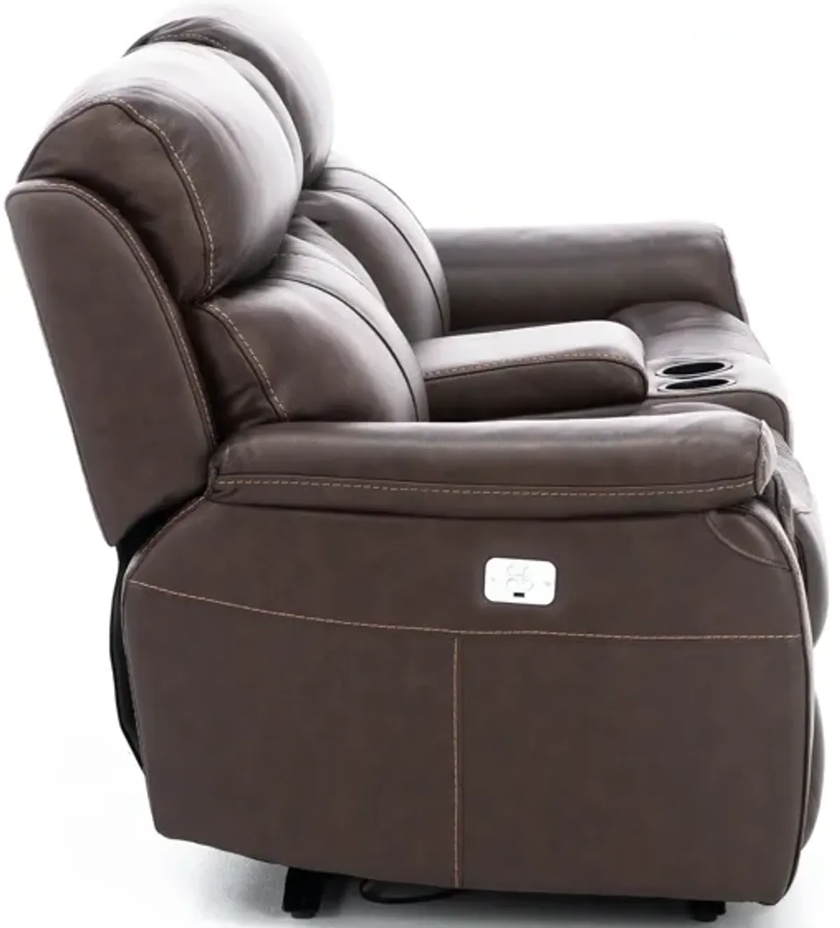 Shane Leather 3-Pc. Power Headrest Reclining Console Loveseat