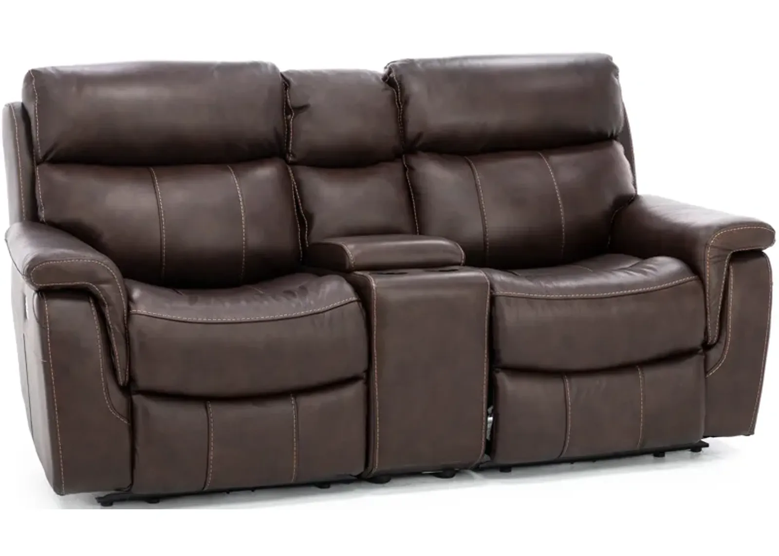 Shane Leather 3-Pc. Power Headrest Reclining Console Loveseat