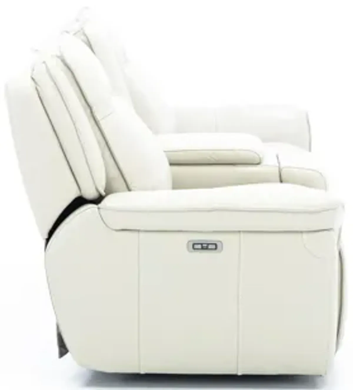 Arthur Leather Power Headrest Reclining Console Loveseat in Ivory