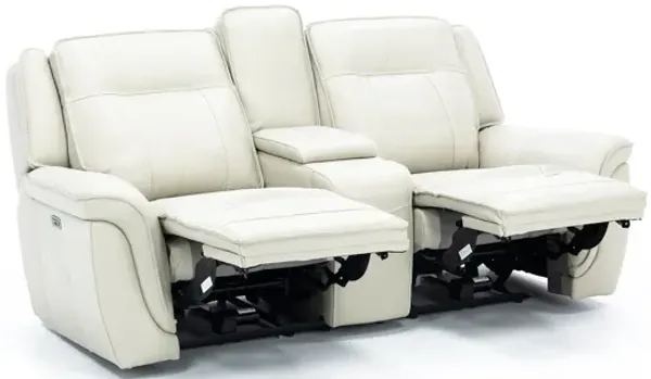 Corbin Fog Leather Dual Power Reclining Loveseat by Gardner White