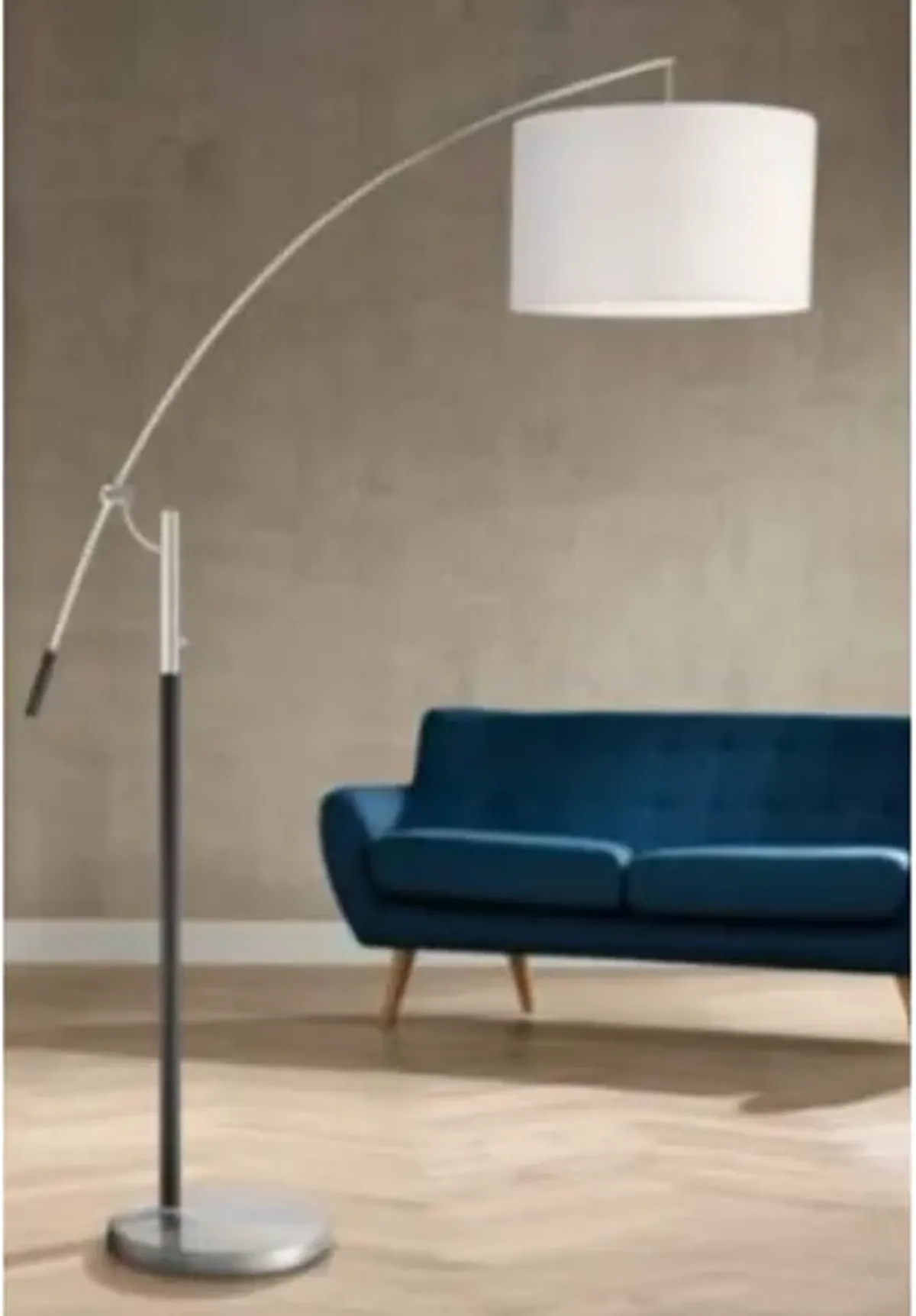 Brushed Nickel and Black Floor Arc Lamp 80"H