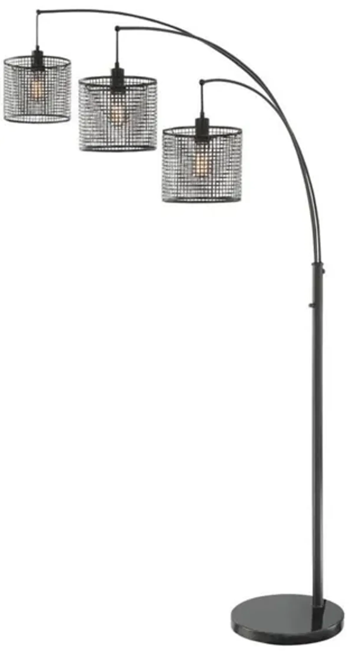 Black Caged 3-Light Arc Lamp With Edison Bulbs 86.5"H