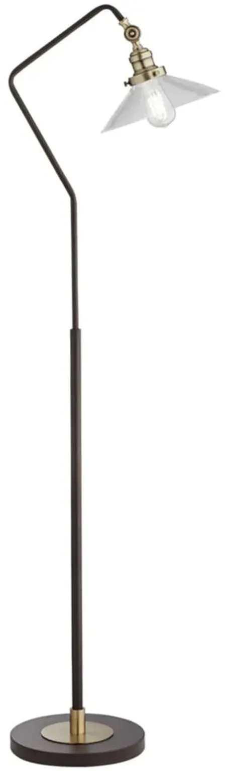 Bronze Metal with Glass Shade Floor Lamp 56"H  Bulb Included
