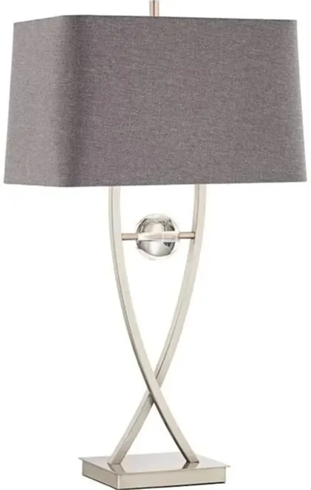 Wishbone Brushed Nickel With Grey Shade Table Lamp 32"H