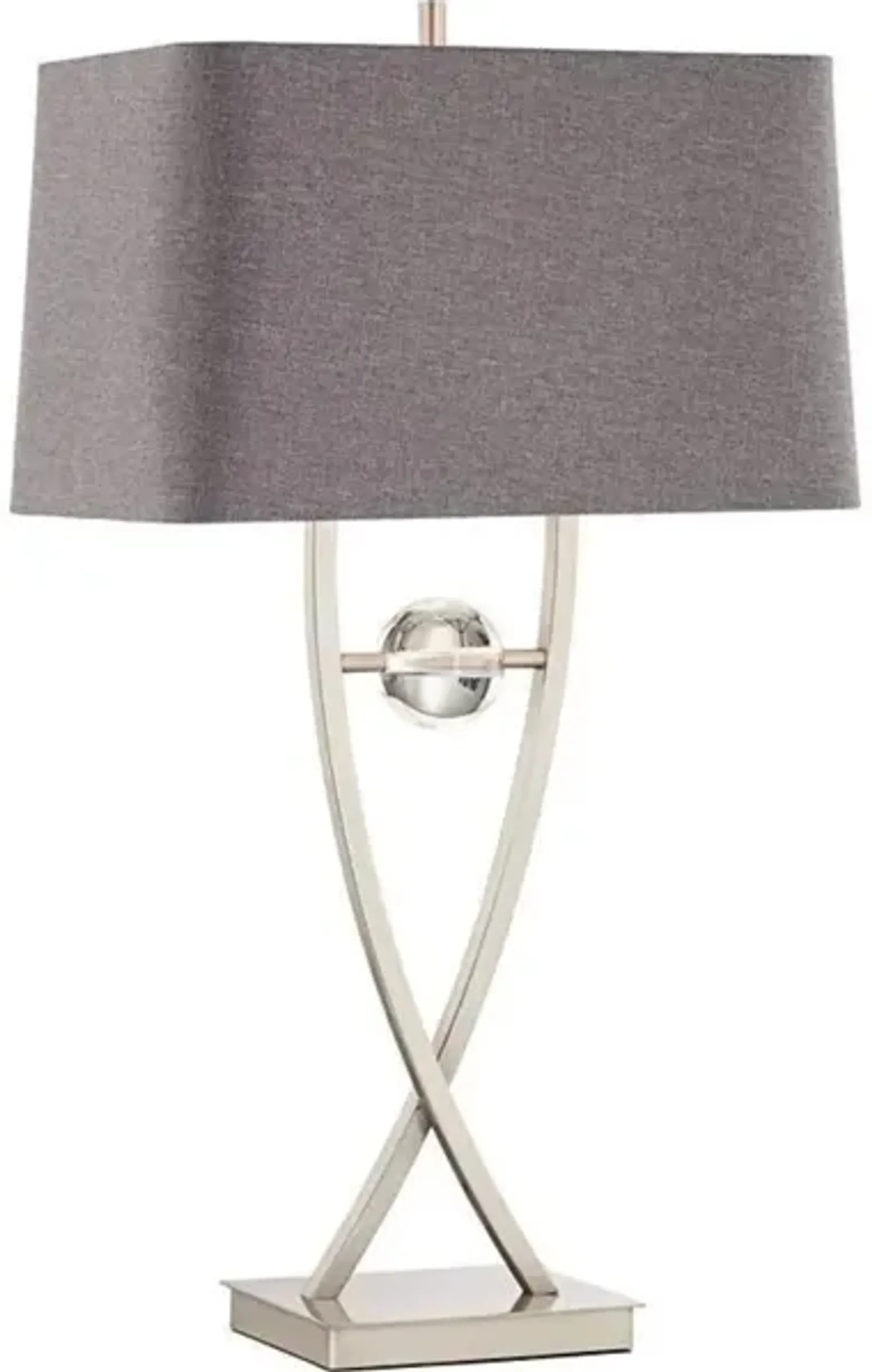 Wishbone Brushed Nickel With Grey Shade Table Lamp 32"H