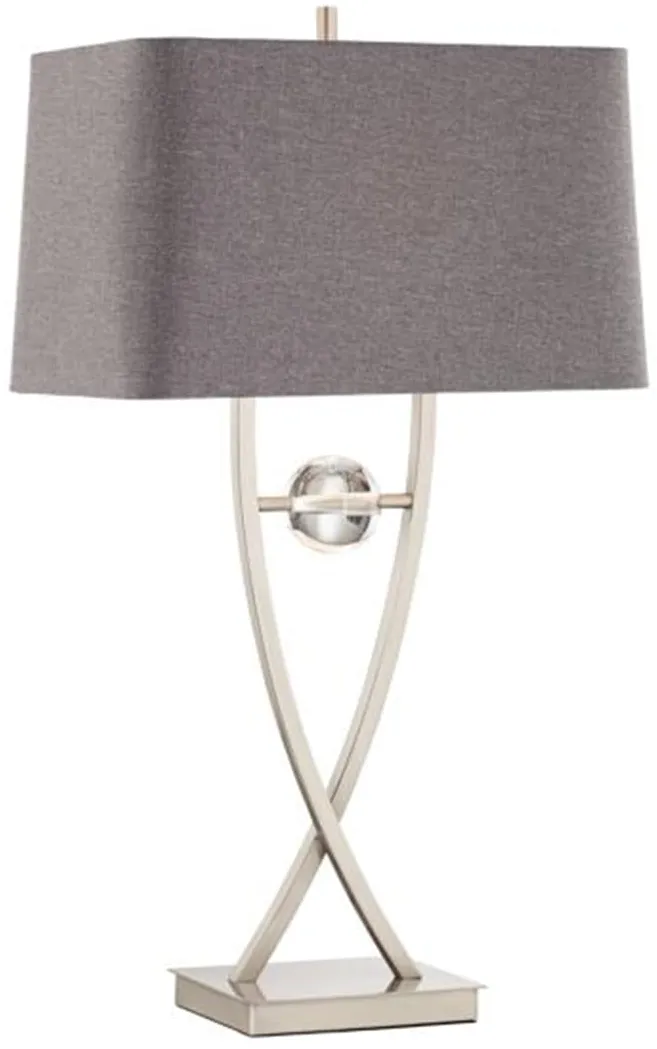Wishbone Brushed Nickel With Grey Shade Table Lamp 32"H