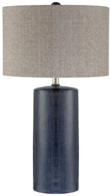 Navy Ceramic Column Table Lamp 29"H