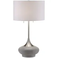Concrete and Silver Metal Table Lamp 32"H