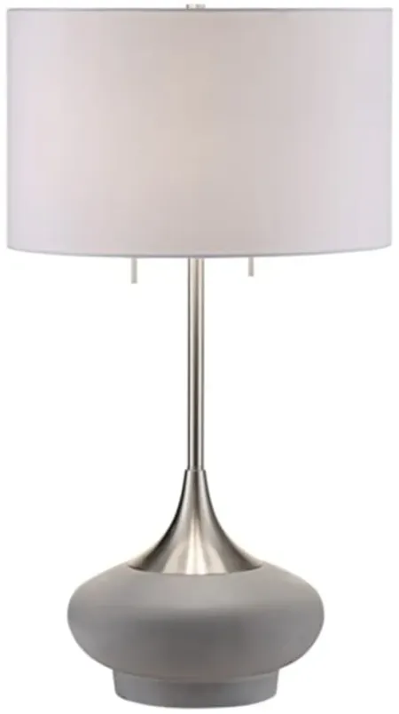 Concrete and Silver Metal Table Lamp 32"H