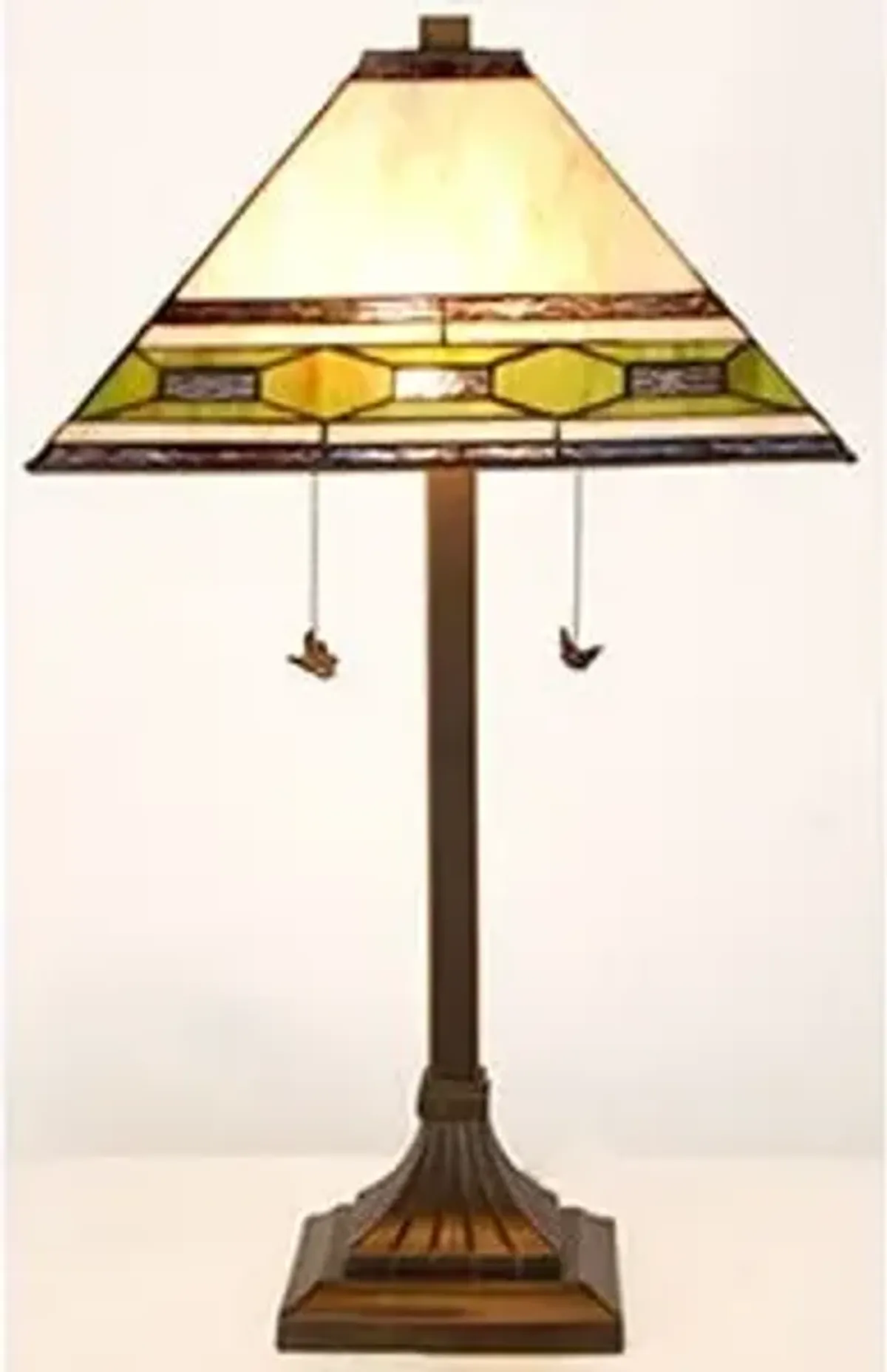 Lance Cream and Green Tiffany-Style Glass Table Lamp 26"H