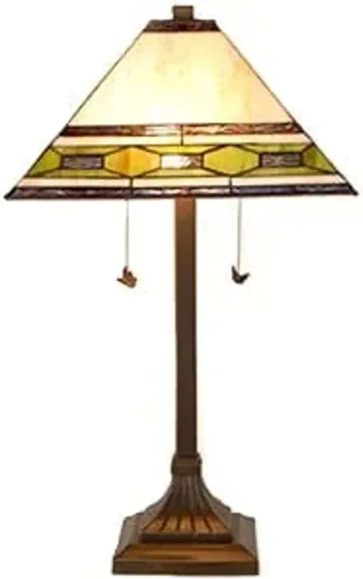 Lance Cream and Green Tiffany-Style Glass Table Lamp 26"H