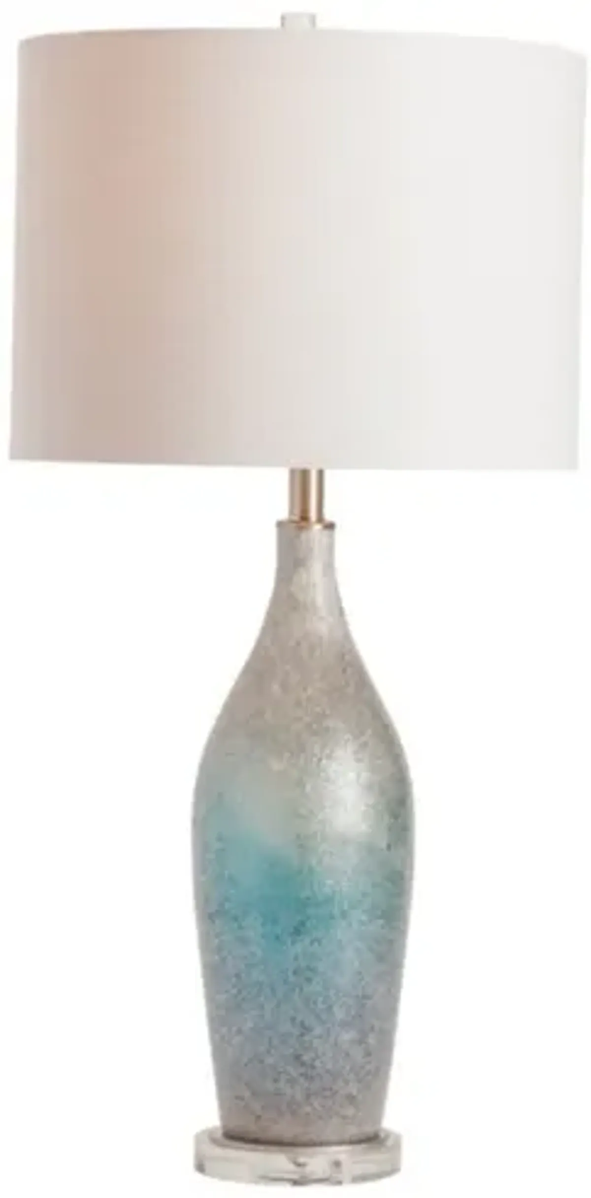 Silver and Blue Glass Table Lamp 32.5"H