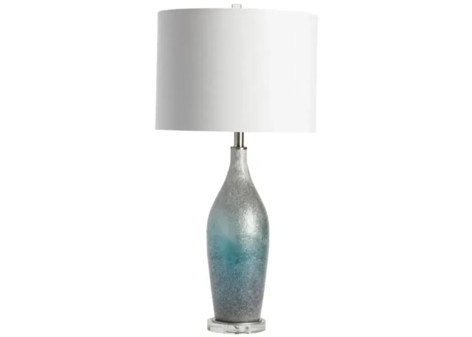 Silver and Blue Glass Table Lamp 32.5"H