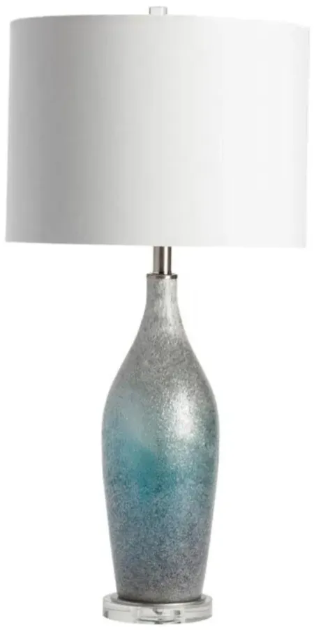 Silver and Blue Glass Table Lamp 32.5"H