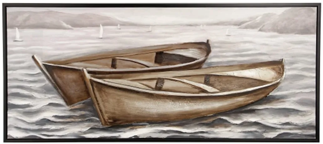 Two Boats Framed Canvas Art 71"W x 31"H