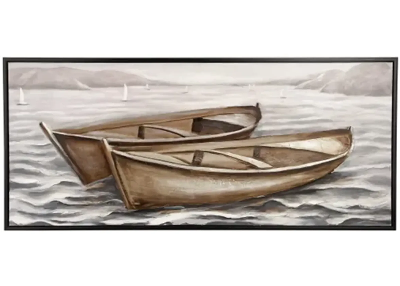 Two Boats Framed Canvas Art 71"W x 31"H