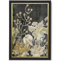 Black, Cream, and Yellow Floral I Framed Print 28"W x 40"H