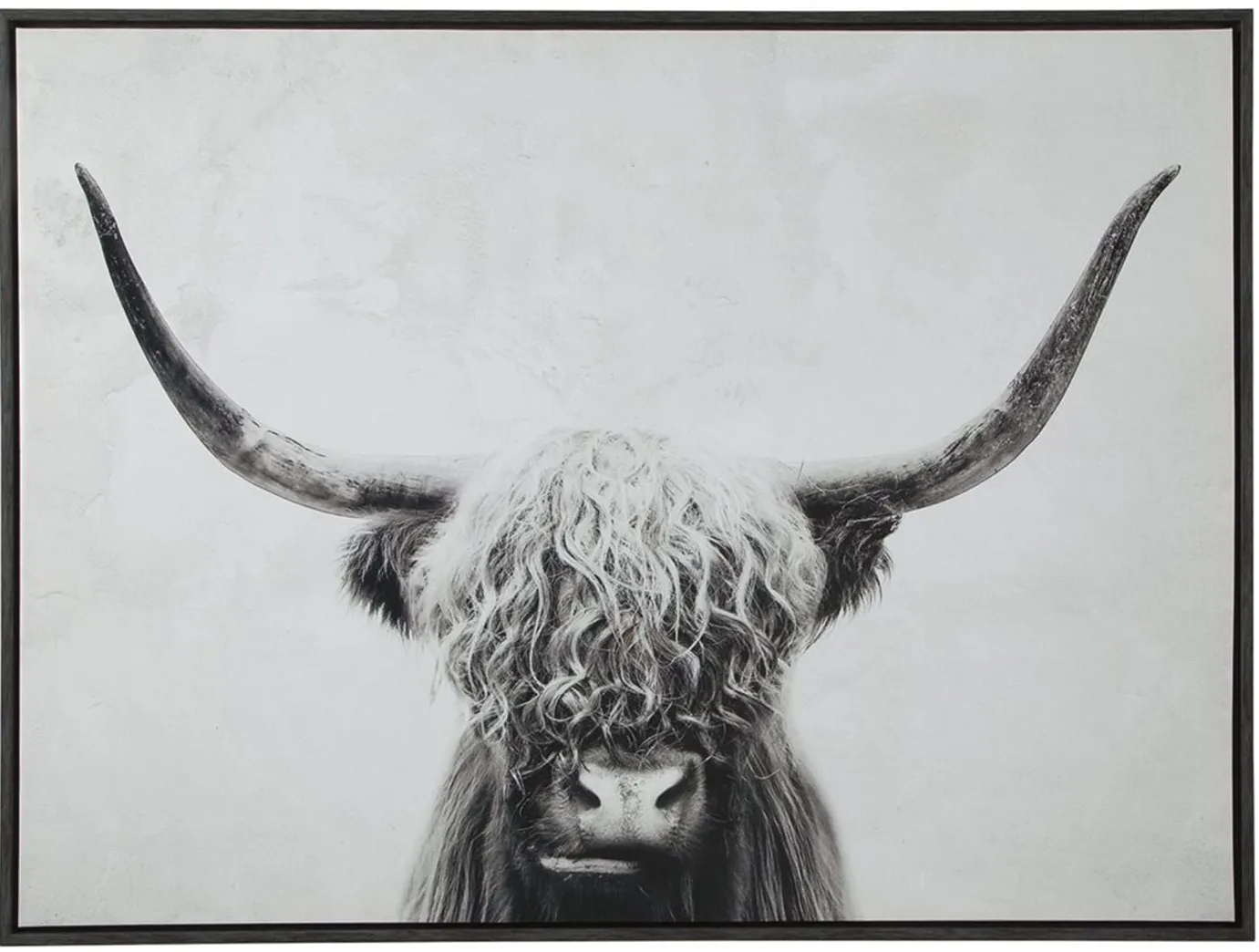 Black and White Highland Cow Framed Canvas Art 48"W x 36"H