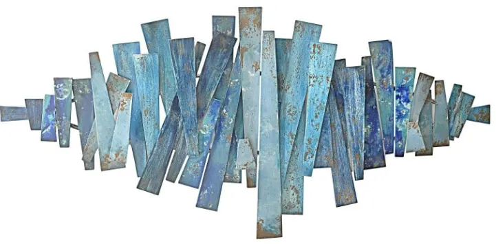 Blue Metal Abstract Wall Art 51"W x 24"H