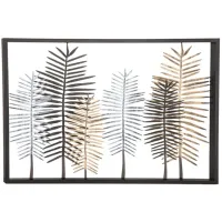 Bronze, Silver, and Gold Metal Feathers Wall Décor 45"W x 30"H