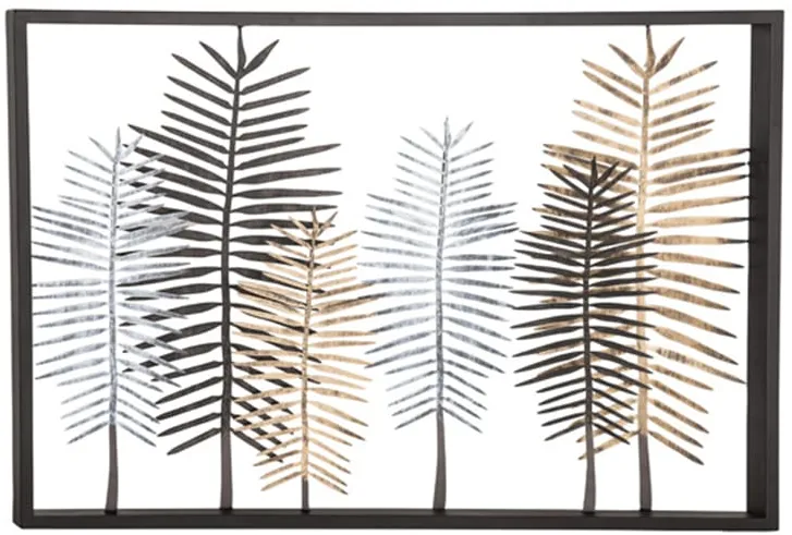 Bronze, Silver, and Gold Metal Feathers Wall Décor 45"W x 30"H