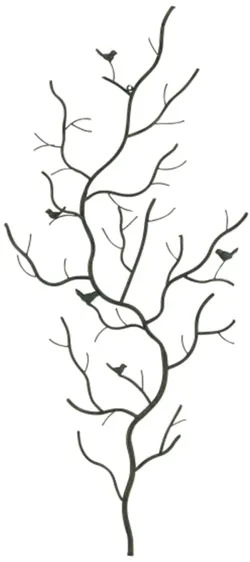 Metal Birds Branch Wall Décor 25"W x 58"H