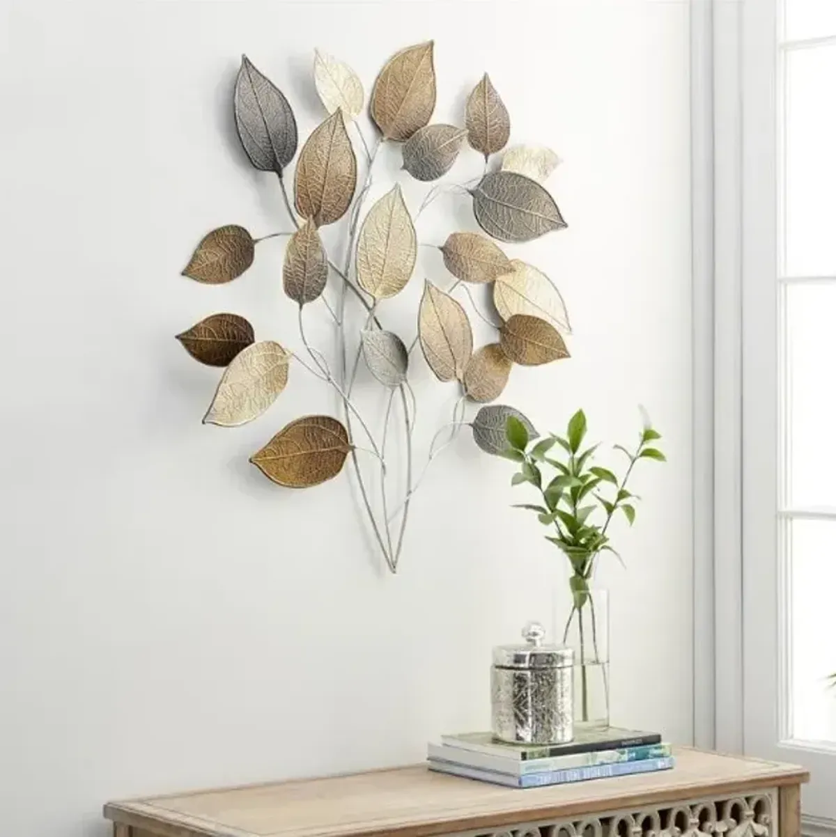 Bronze Metal Leaves Wall Décor 30"W x 33"H