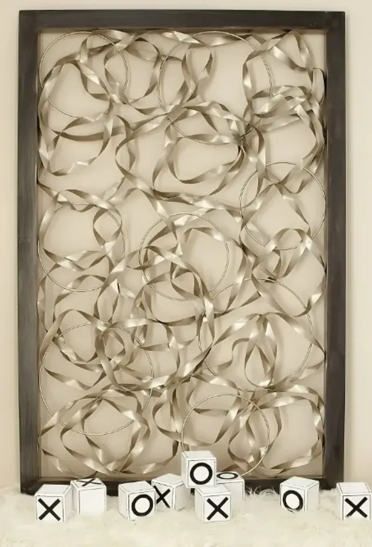 Silver Metal Circles with Black Framed Wall Decor 60"W x 40"H