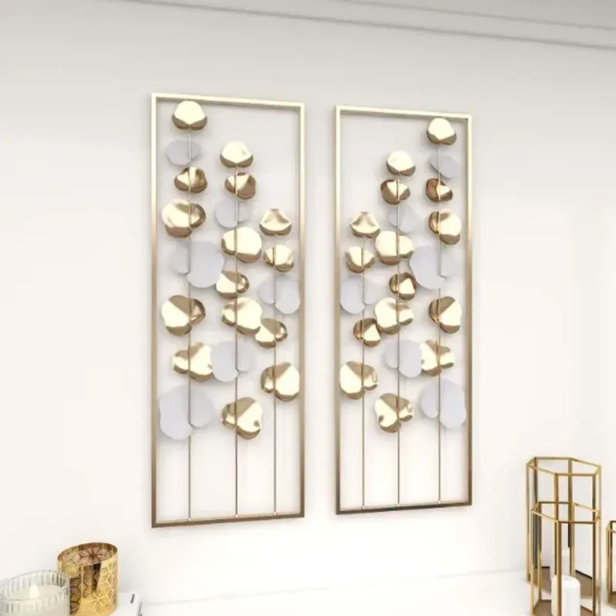 Set of 2 Floral Metal Wall Décor 12"W x 34"H