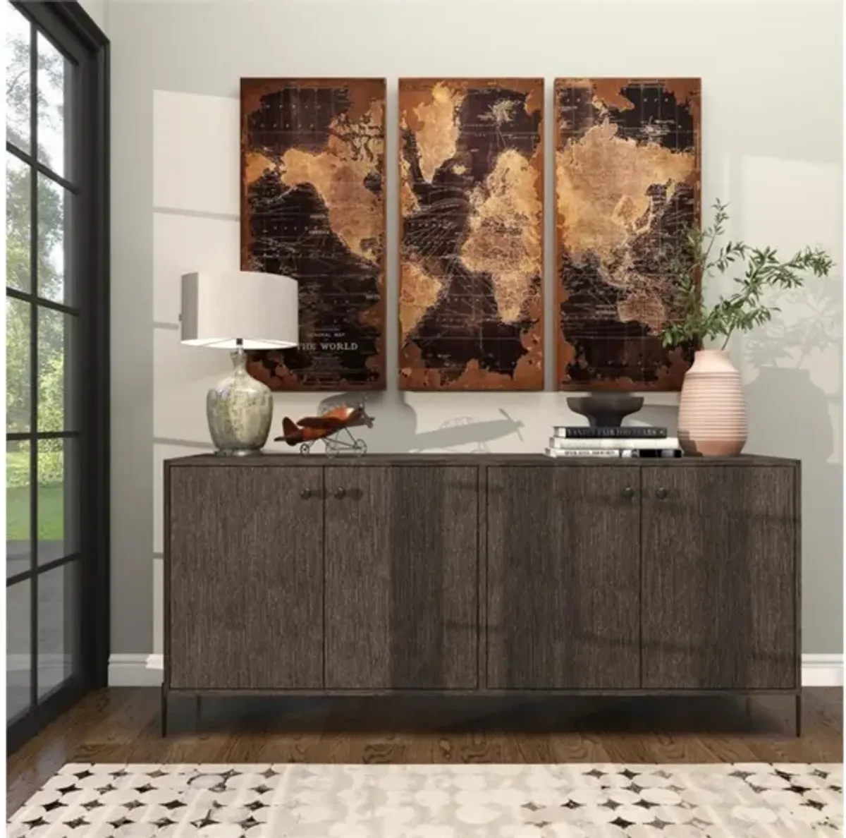 Set of 3 World Wall Panels 22"W x 47"H