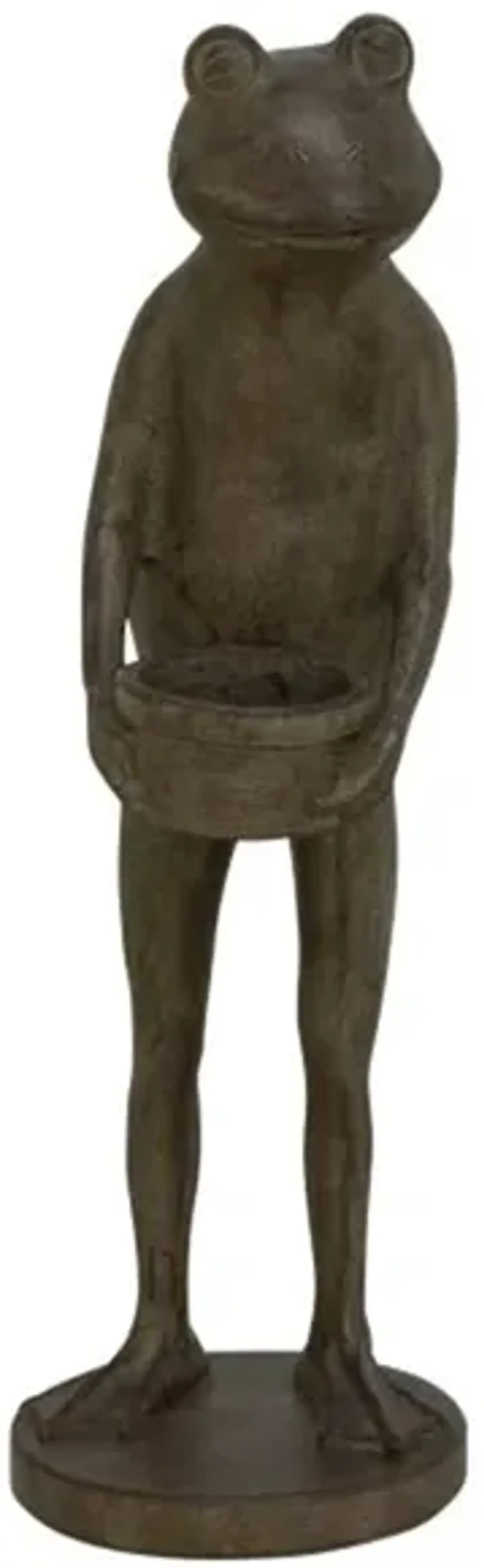 Frog Statue with Basket 6"W x 19"H