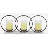 Metal Marble and Glass Circles Candleholder 21"W x 9"H
