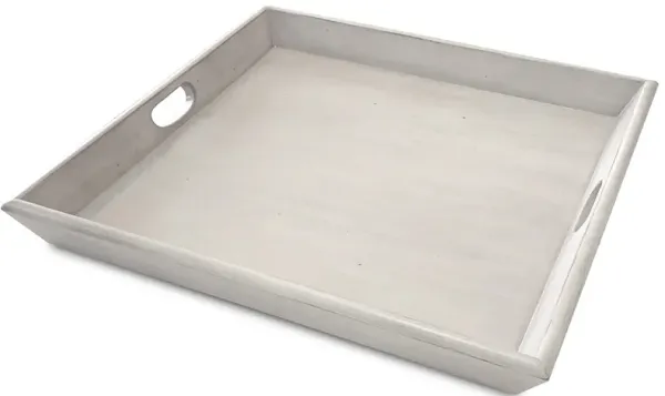 Oversized Westwood White Wood Ottoman Tray 27"W x 27"L