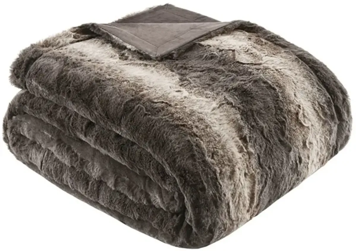 Brown Oversized Faux Fur Throw 60"W x 70"L