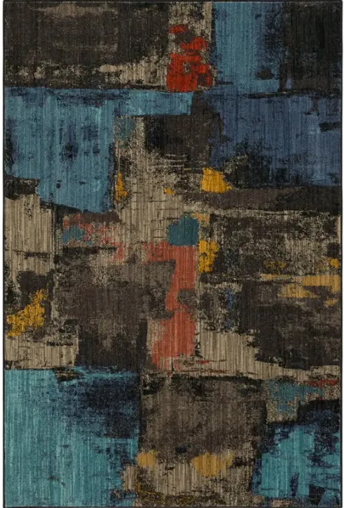 Elements Black/Blue/Red Area Rug 5'3"W x 7'10"L