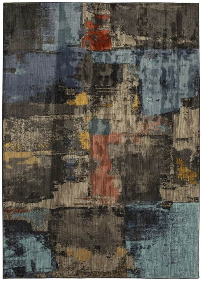 Elements Black/Blue/Red Area Rug 8'W x 11'L