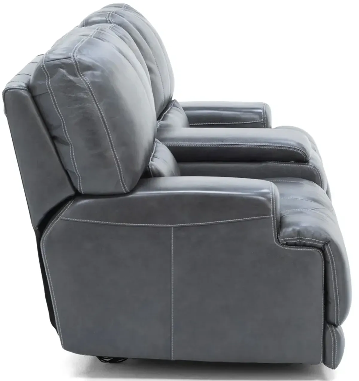 Placier Leather Power Headrest Console Reclining Loveseat in Charcoal