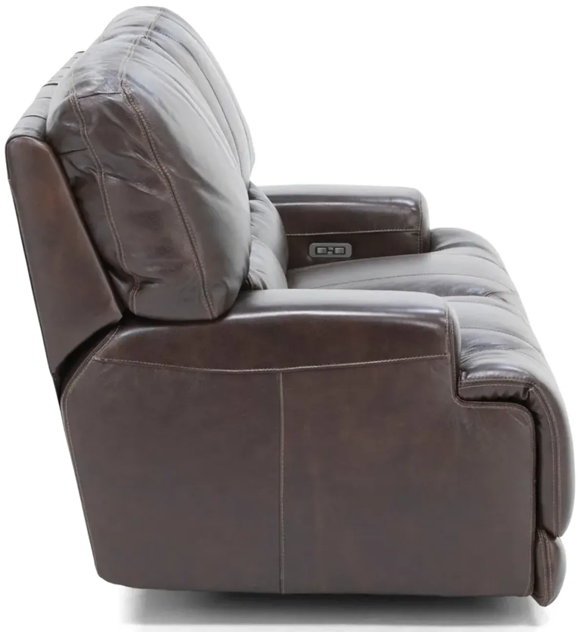 Placier Leather Power Headrest Reclining Loveseat in Coffee