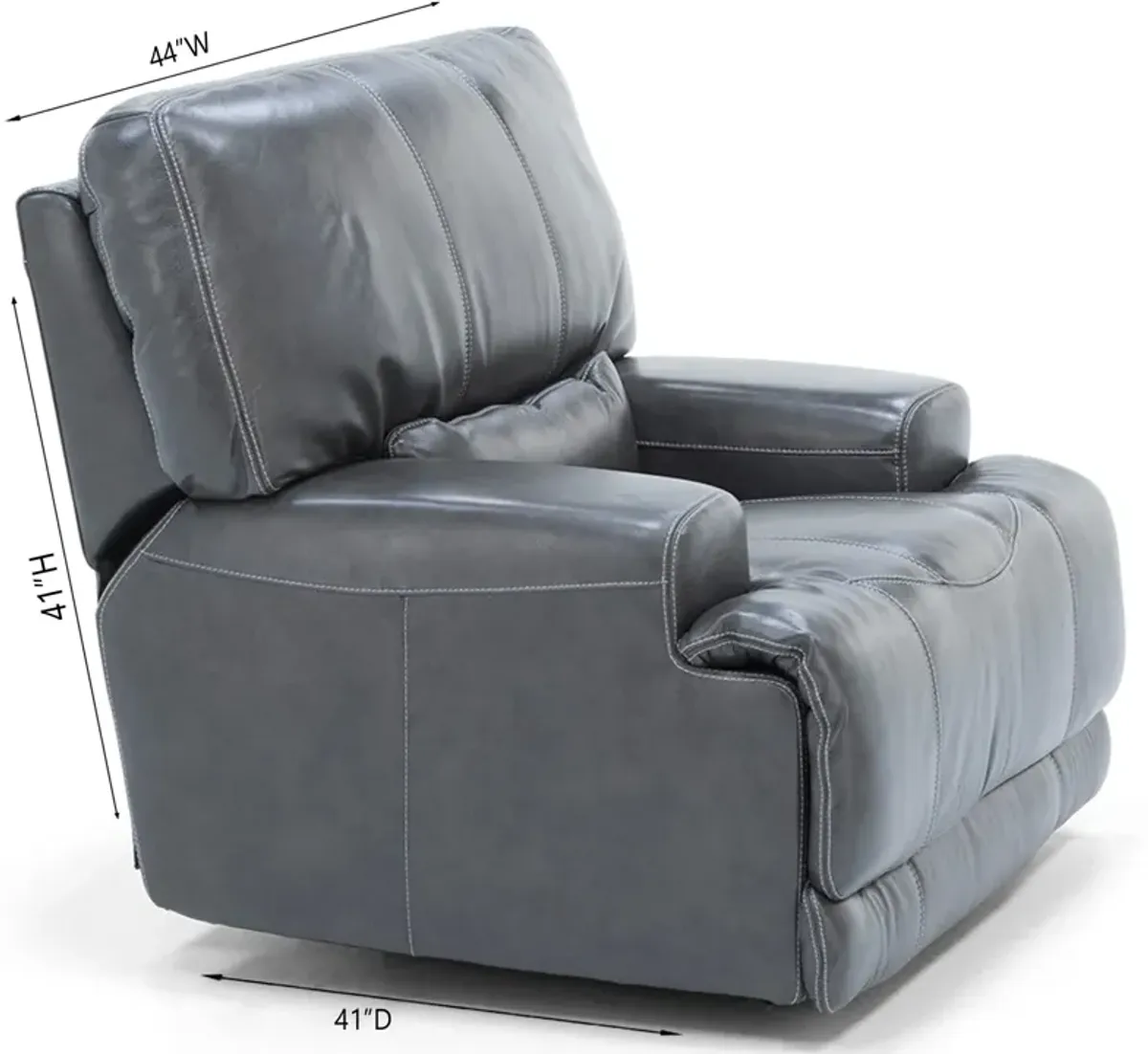 Placier Leather Power Headrest Recliner in Charcoal