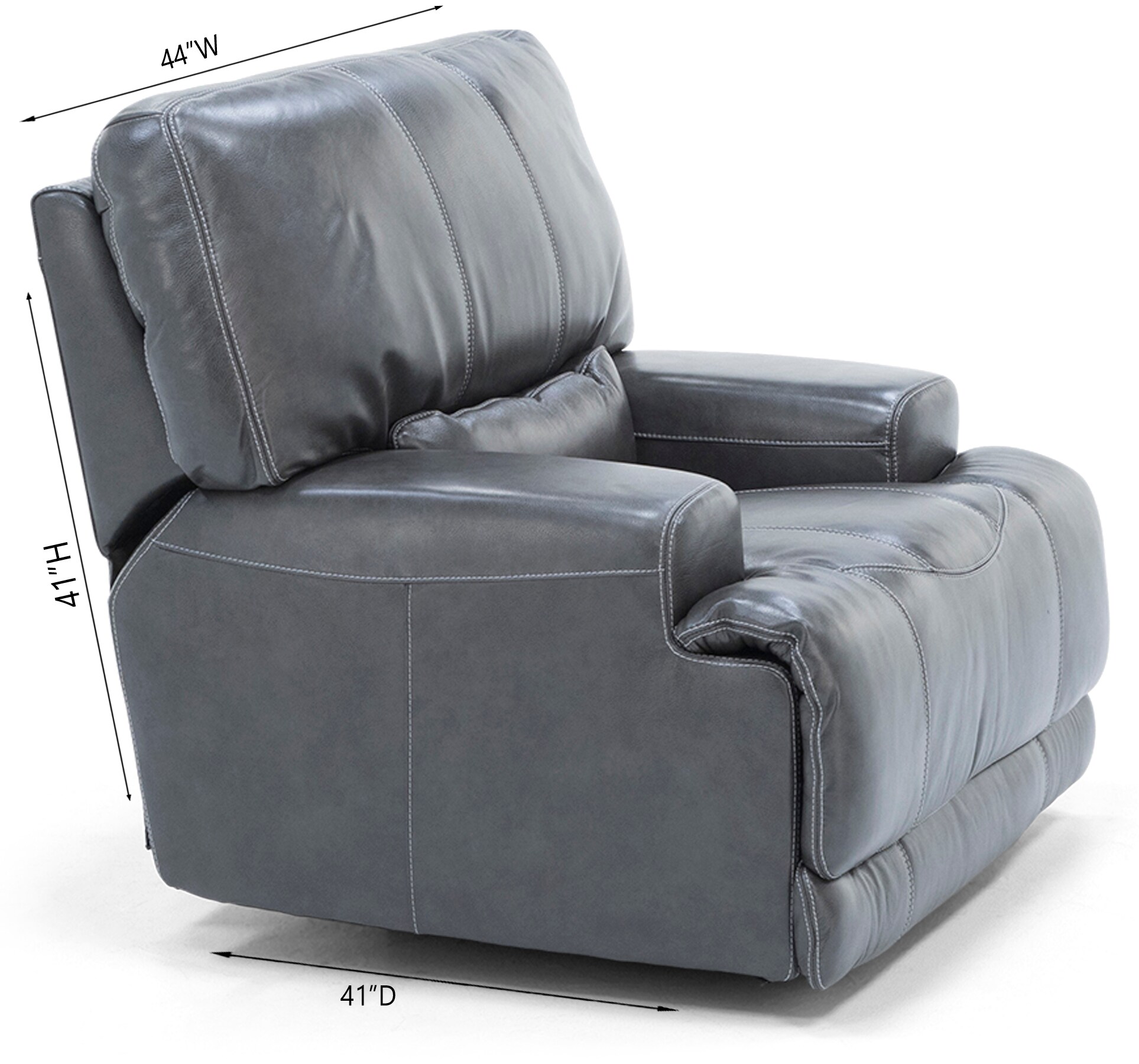 Placier Leather Power Headrest Recliner in Charcoal