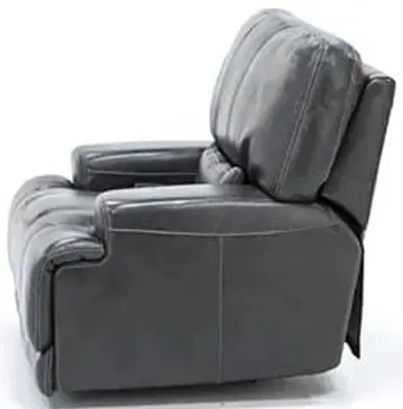 Placier Leather Power Headrest Recliner in Charcoal
